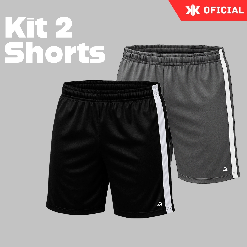 Kit 2 Short Academia Bermuda Dryfit Masculino Futebol Corrida Treino Fitness Elastano Academia Gym