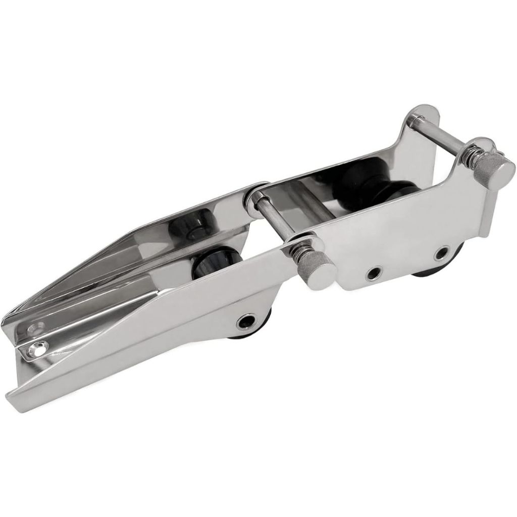 Suporte Púlpito Lançador De Âncora em Aço Inox Articulado C/Duplo Rolete e Pino de Lançamento rápido