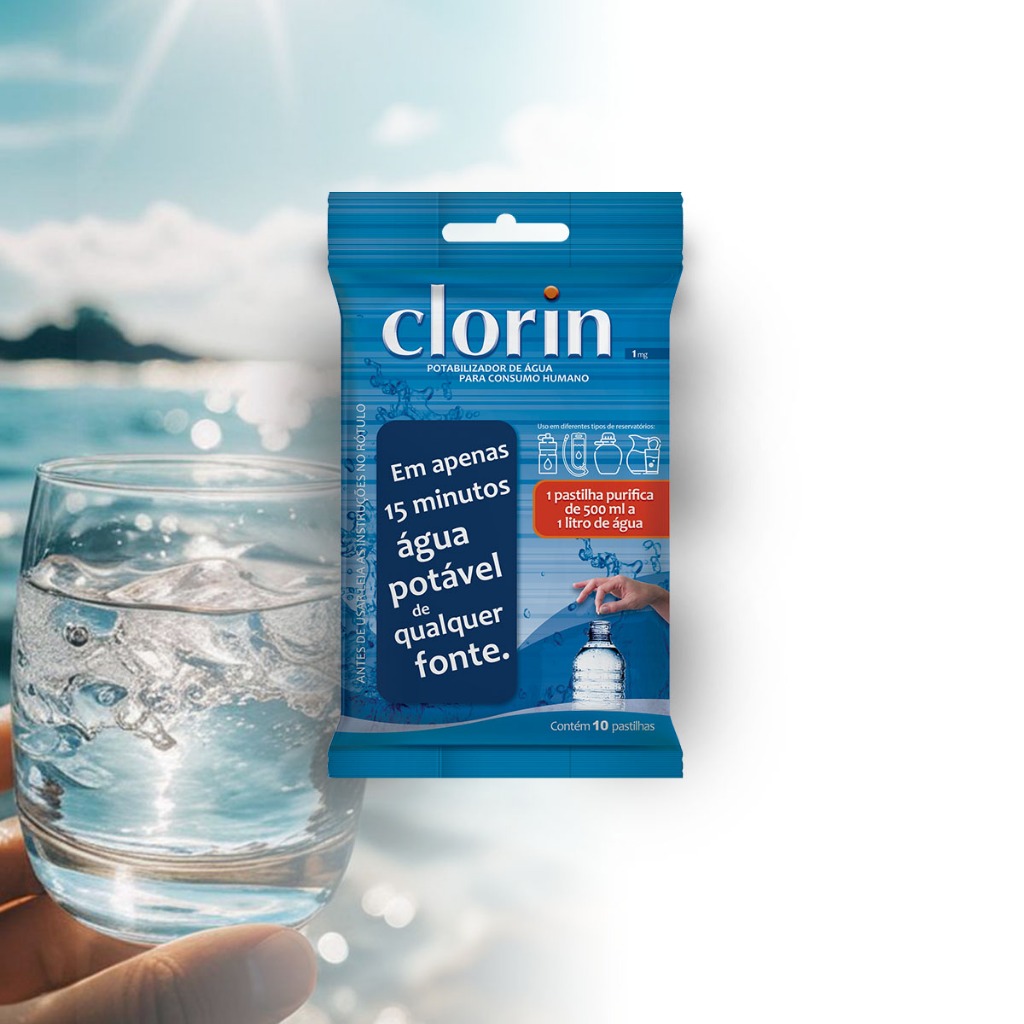 Pastilhas Purificadoras de Água p/ Camping e Viagens - Clorin 1