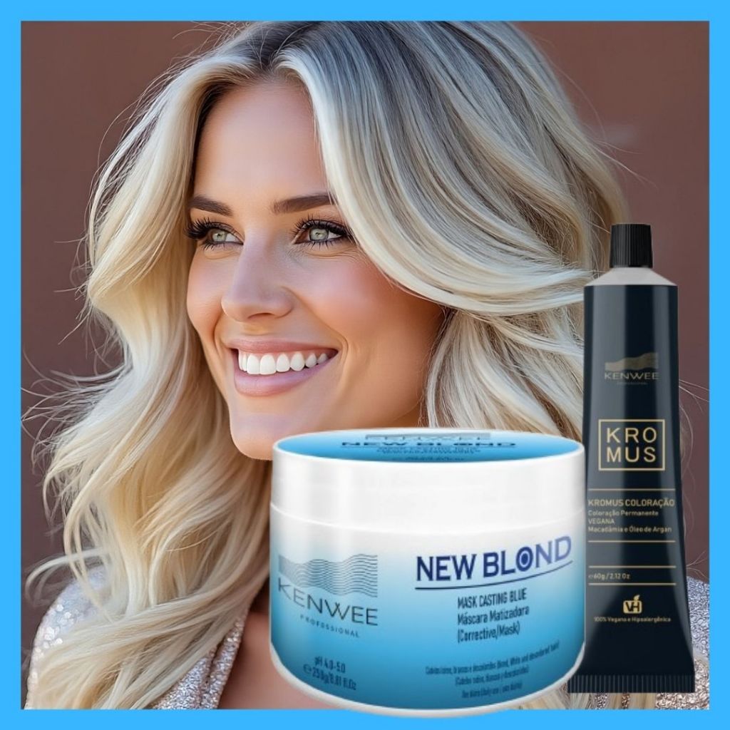 Kit Loira Natural Kenwee: Máscara New Blond e Coloração Kromus Kenwee (Escolher cor Coloração)