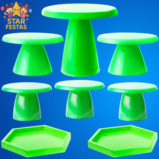 Kit Mesa de Festa - 1 Boleira Cake Slim 22x20 , 2 Boleira Cake Slim 17x11 , 3 Mini Cakes Slim e 2 Sextavadinha