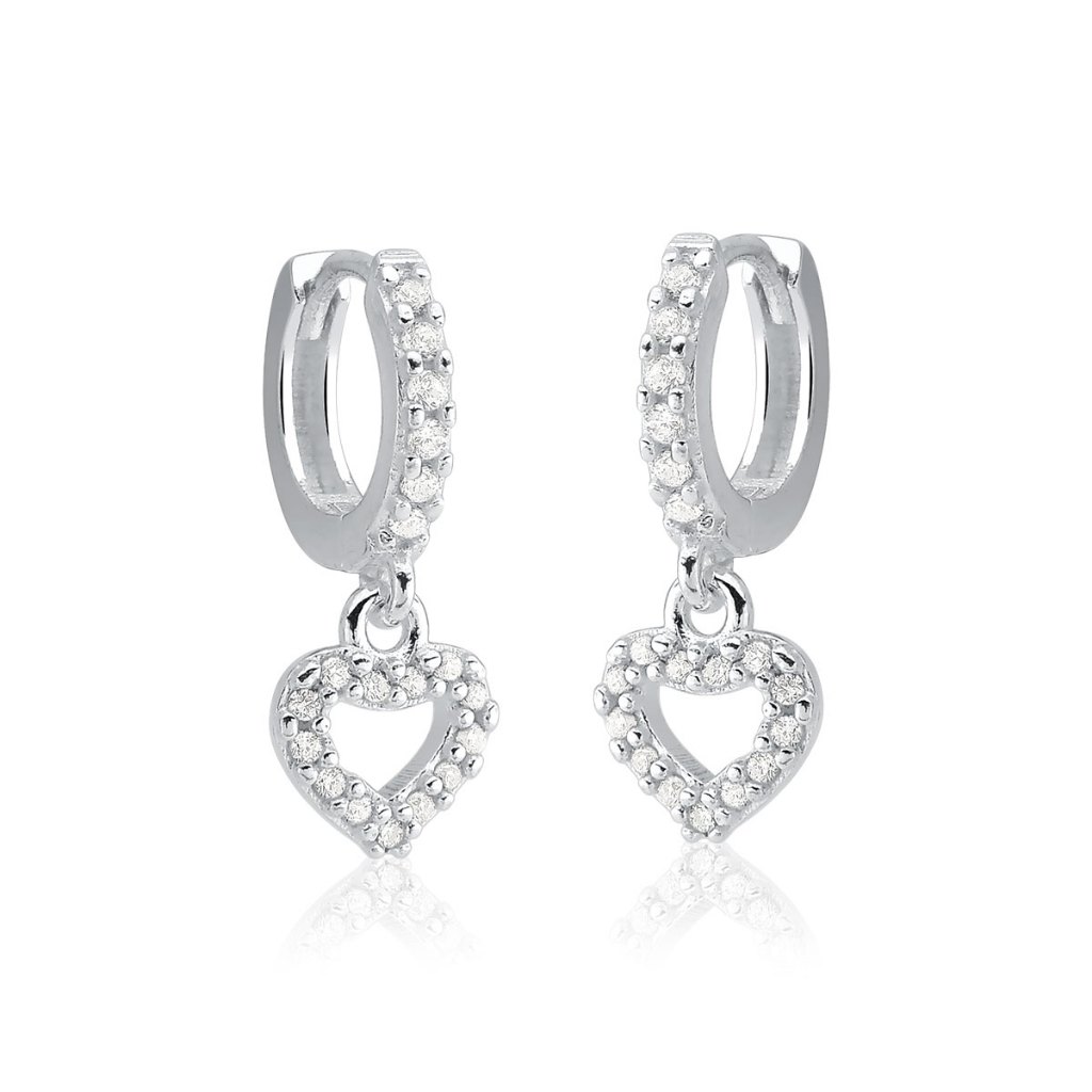 Brinco de Prata 925 Argola Click com Coração em Oferta na Shopee