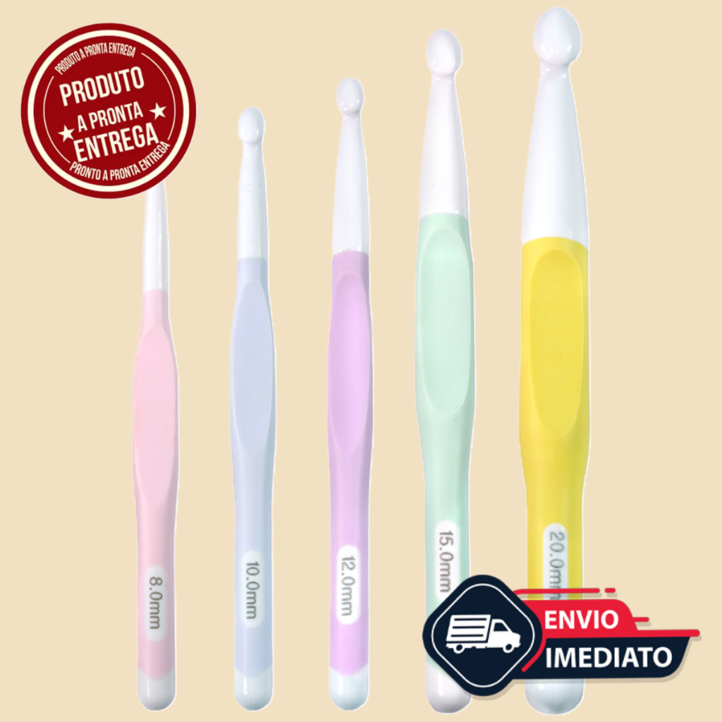Agulha Para Crochê Circulo Soft Plus 8, 10, 12, 15, 20mm Cabo Emborrachado