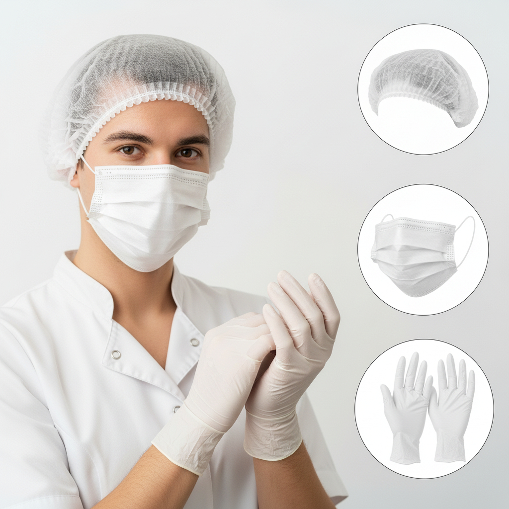 Kit Luva Látex c/pó Medix 100und + máscara branca 50 und + touca branca 100 und