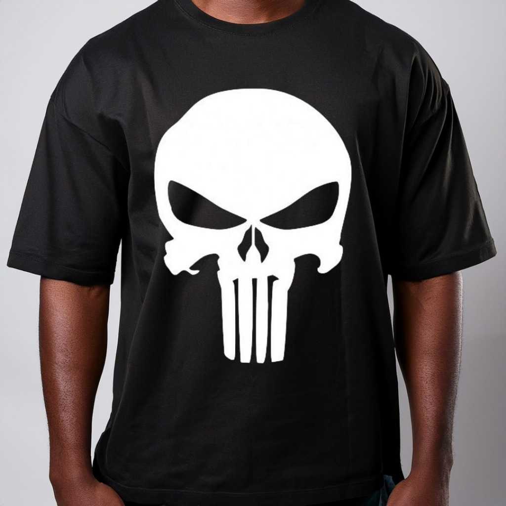 Camisa Oversized Estampada  Justiceiro The Punisher Caveira Skull Larga Streetwear