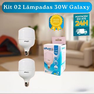 Kit com 02 Lâmpadas LED 30W Galax E27 Bivolt 6500K – Luz Branca Fria, Econômica, Alta Potência e Longa Durabilidade em Oferta na Shopee