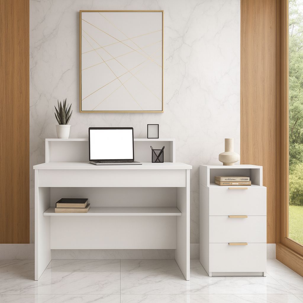 Detalhes do kit Mesa Para Estudos Escritório Organizadora Com Gaveteiro