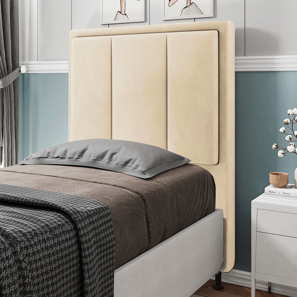 Cabeceira Solteiro Cama Box 90cm para Quarto Opala Suede M11 - D'Rossi