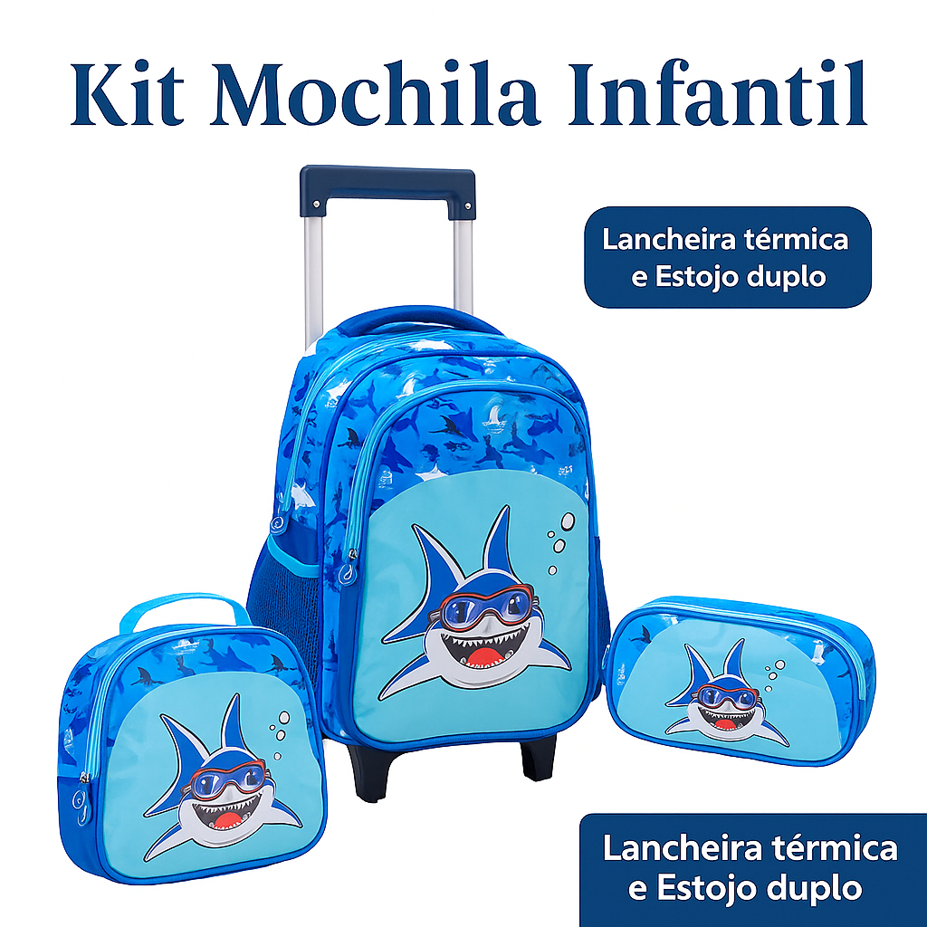 Mochila Infantil Escolar Kit Mochila com Rodinha Menino Estojo Duplo Lancheira Térmica em Oferta na Shopee