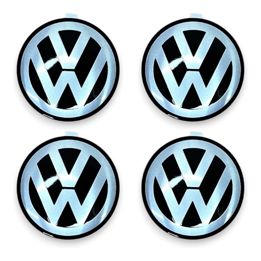 Kit De Emblema Aluminio Auto Colante Volkswagen 90mm 9,0cm