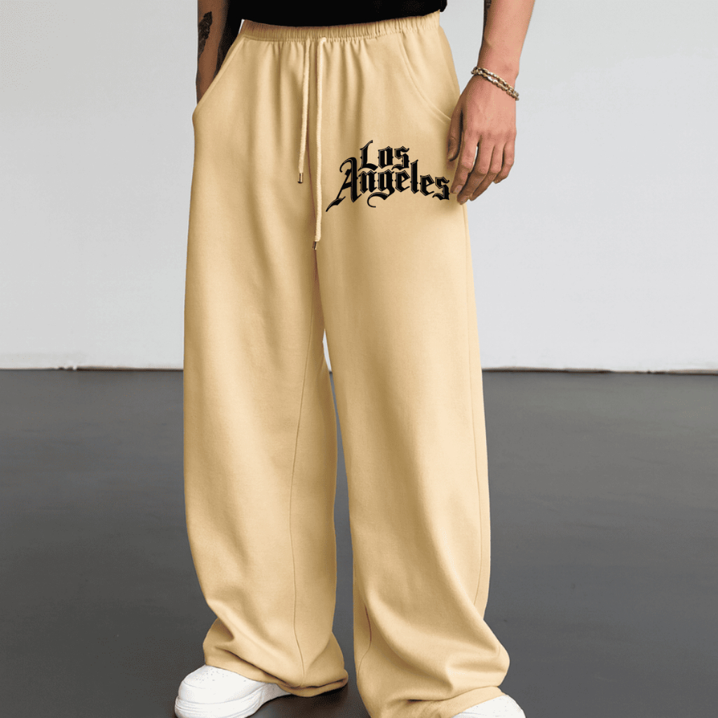 Moletom Calça Urban Style Wide Leg Flanelada Premium Tendência Hip Hop Modelo Los Angeles