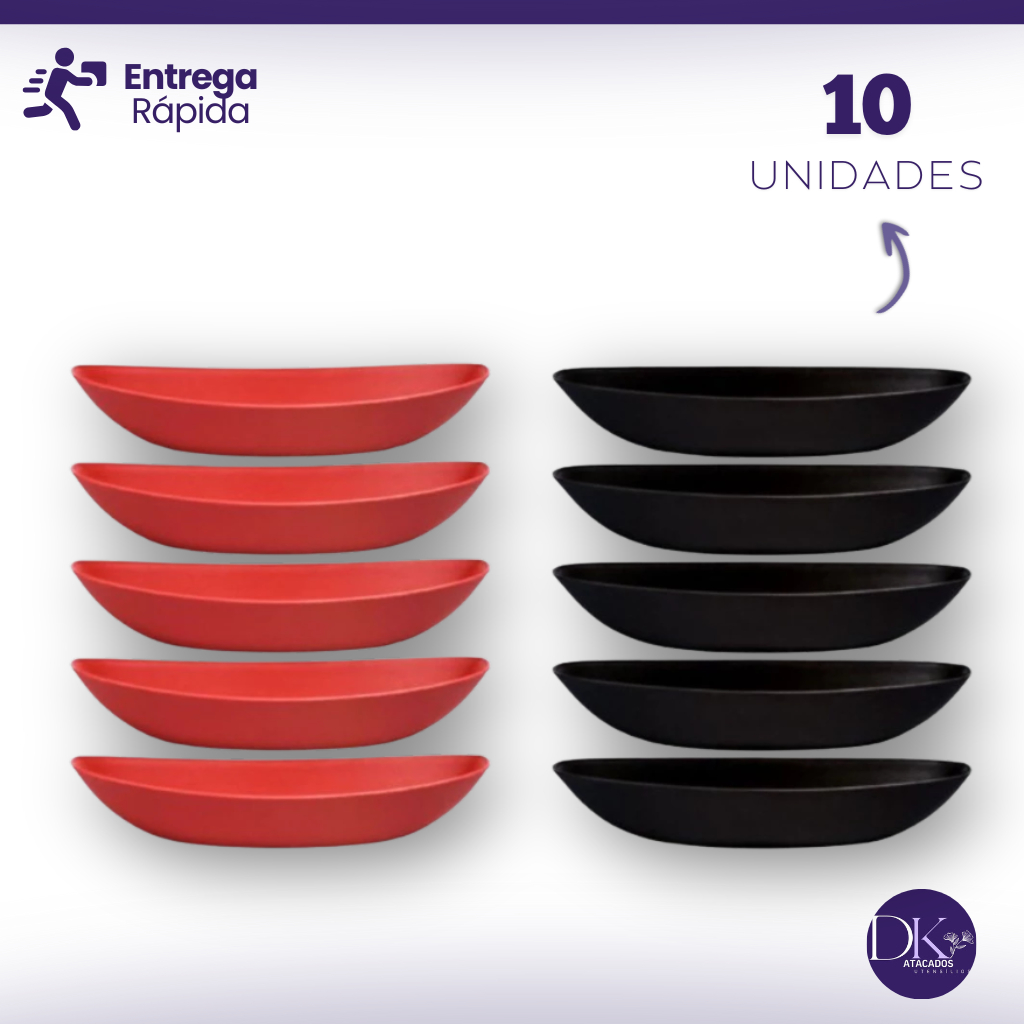 Kit 10 Petisqueiras Estilo Oriental Preta Vermelha Plástico em Oferta na Shopee
