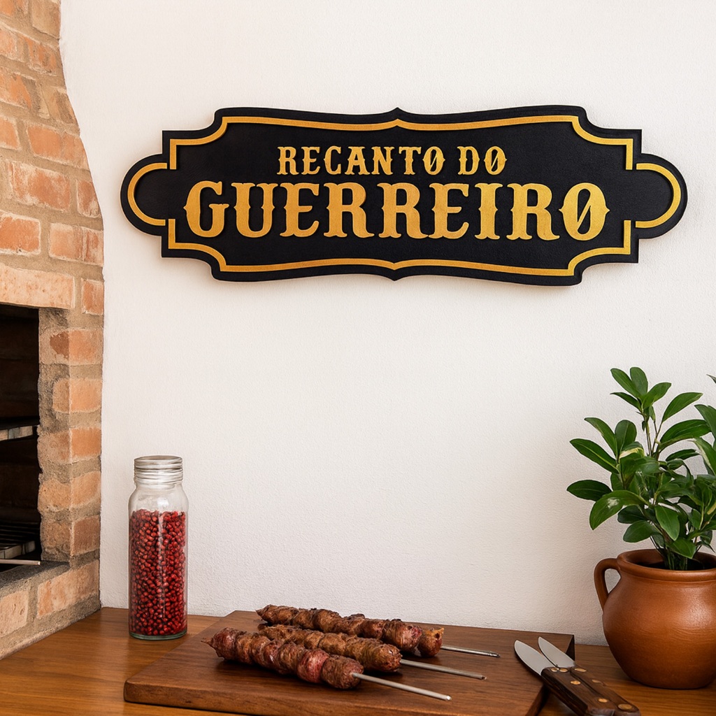 Placa Quadro Decorativa 3D “Recanto do Guerreiro” MDF em Relevo para Churrasco Bar e Restaurante em Oferta na Shopee