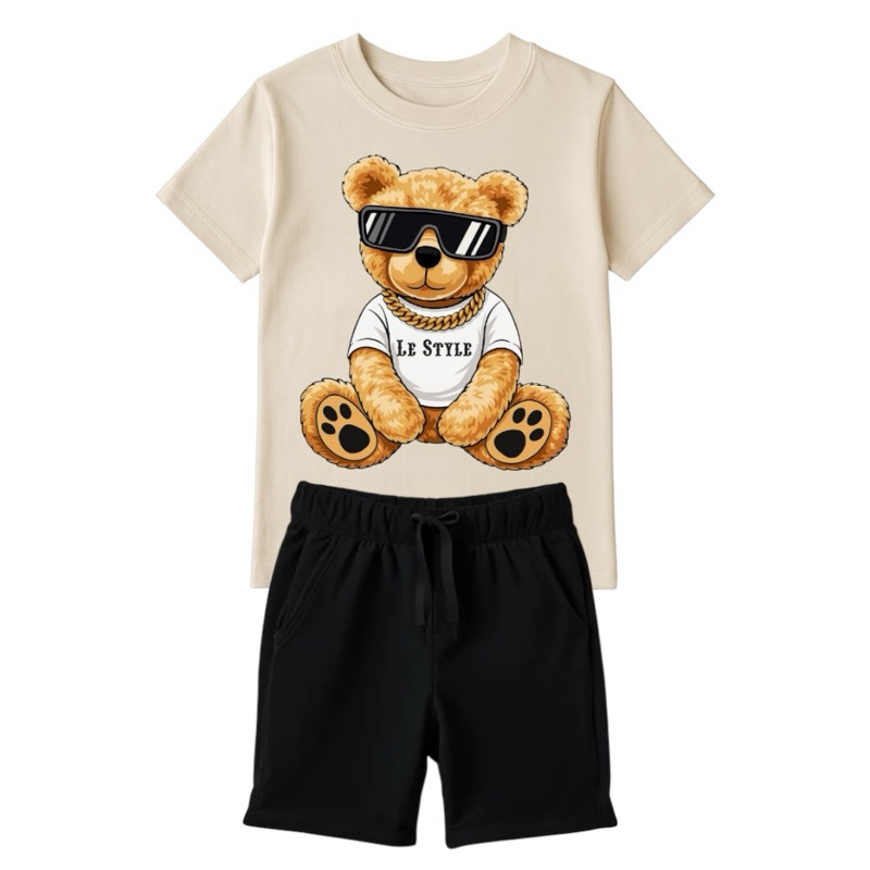Conjunto masculino urso Conjunto infantil menino masculino bermuda e camiseta em Oferta na Shopee