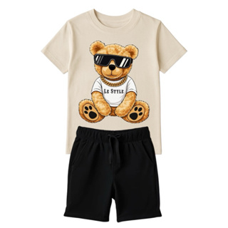Conjunto masculino urso Conjunto infantil menino masculino bermuda e camiseta em Oferta na Shopee