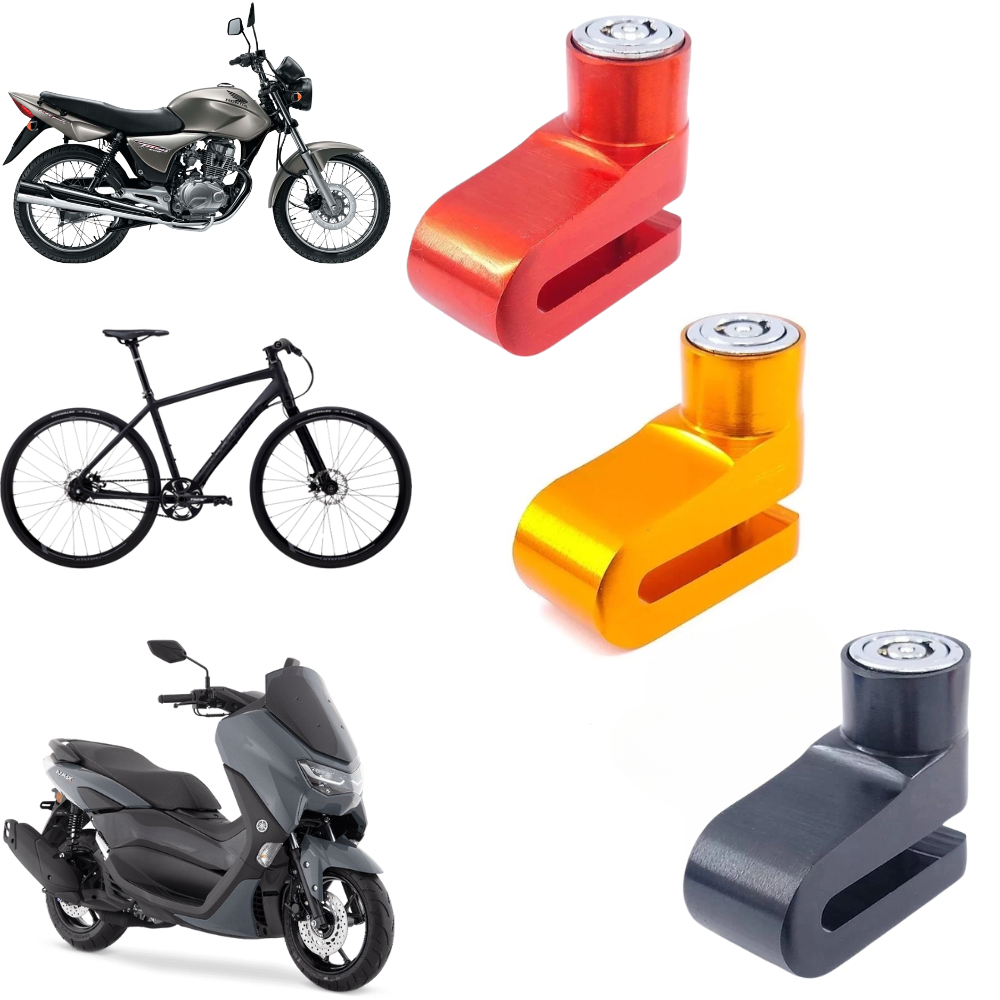 Trava De Disco Universal Aço Carbono Para Moto e Bicicleta Alta Resistência Antifurto Gp Tech em Oferta na Shopee