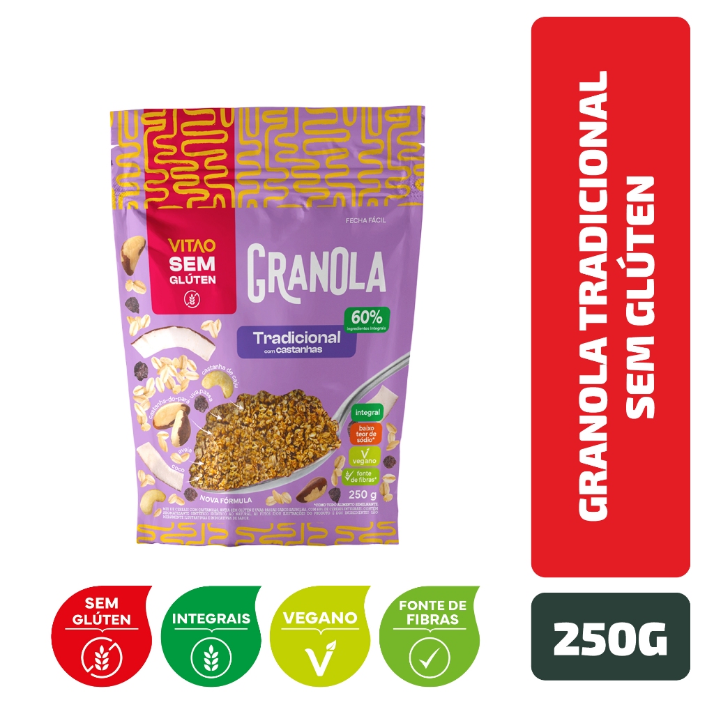 Granola Tradicional Sem Glúten 250 g em Oferta na Shopee