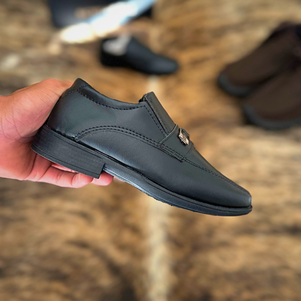Sapato Social Infantil Preto Masculino para Casamento Daminho Casual Moderno Confort