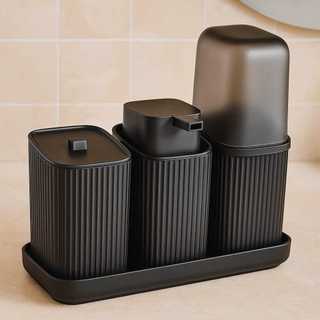 Kit 3 Pecas Porta Algodao Porta Sabonete Liquido Com Bandeja Dispenser Porta Escovas Alta Qualidade Decoração
