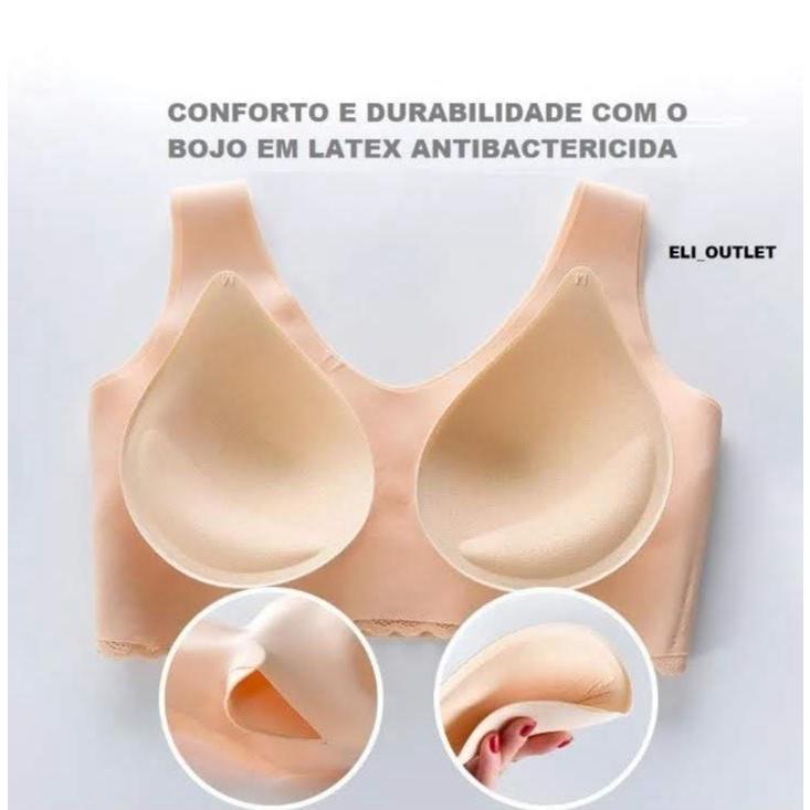TOP Sutiã 5D Macio e Confortável Látex com Bojo Removível Sem Costura leve