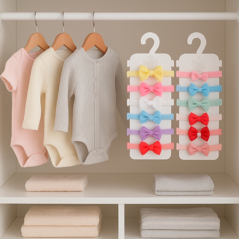 Kit 2 Cabides Porta Faixa Bebê Organização dos Laços e Tiaras em MDF Branco