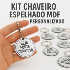 Kit 50 Chaveiro Espelhado Mdf Resinado Personalizado Lembrancinha