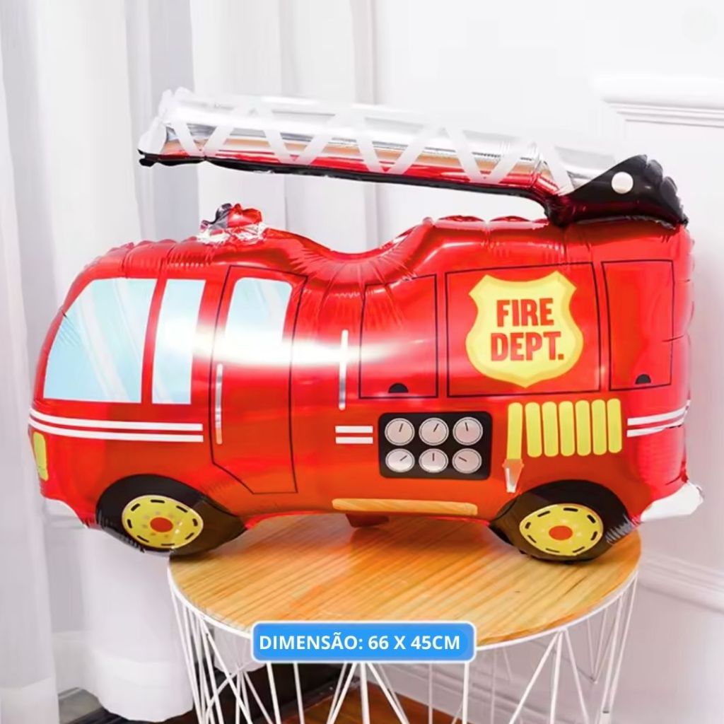 Balão Metalizado Caminhão de Bombeiro 66cm- Corpo de Bombeiros Caminhão ABT Auto Bomba Tanque