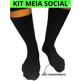 Kit 3/6/12 Pares De Meias Social  Tamanho 38 a 43 Poliamida Masculina Pretas