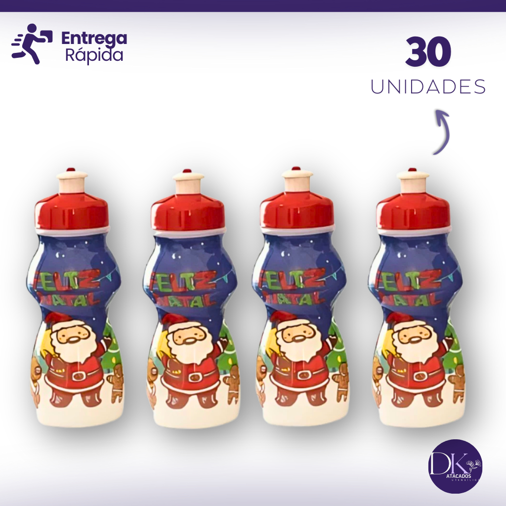 Kit 30 Garrafinhas Natal Squeeze Infantil Lembrancinhas