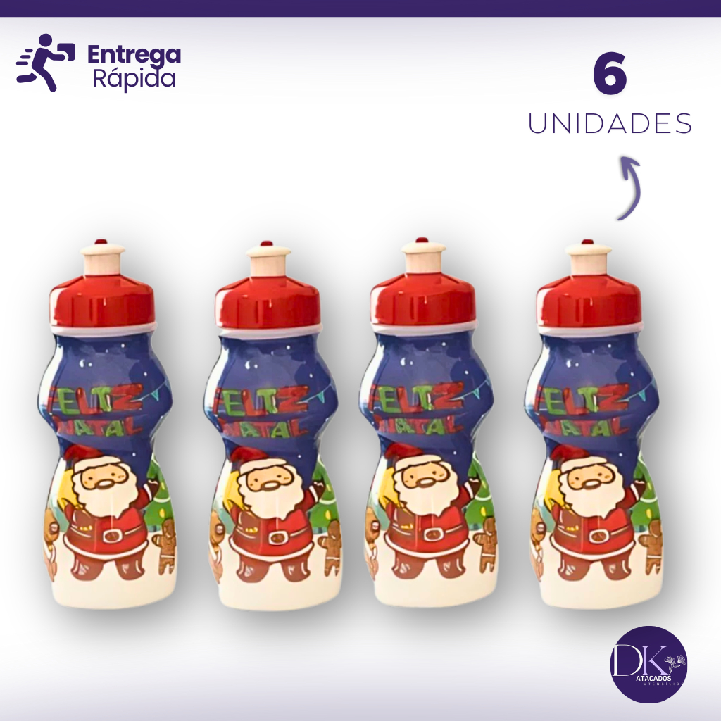 Kit 06 Garrafinhas Natal Squeeze Infantil Lembrancinhas