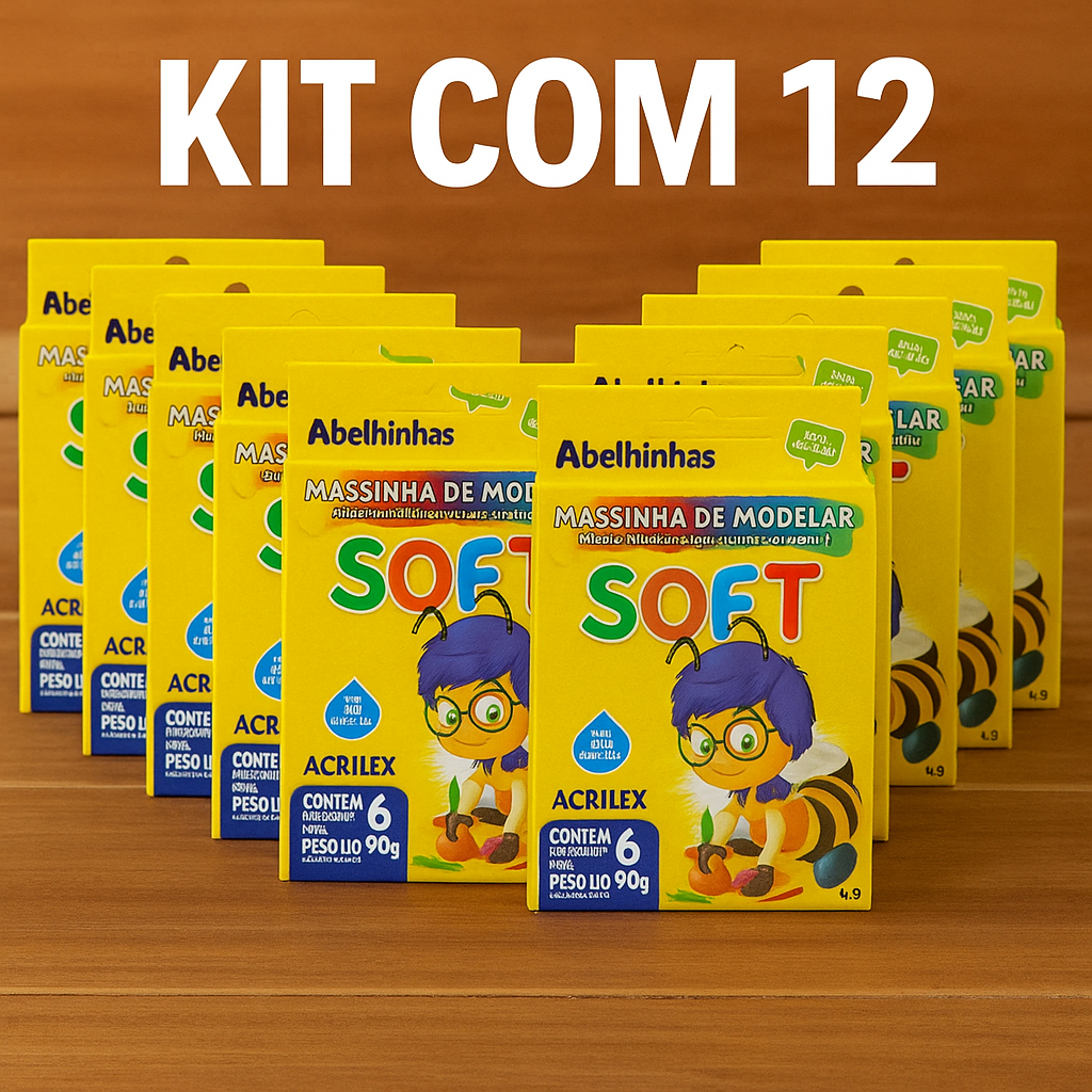 Massinha de Modelar Soft 6 Cores Acrilex - Kit 12 Caixas