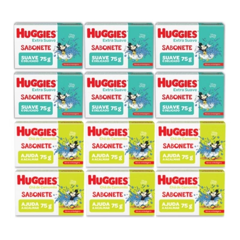 Sabonete Huggies Barra kit c/ 12 Unidades