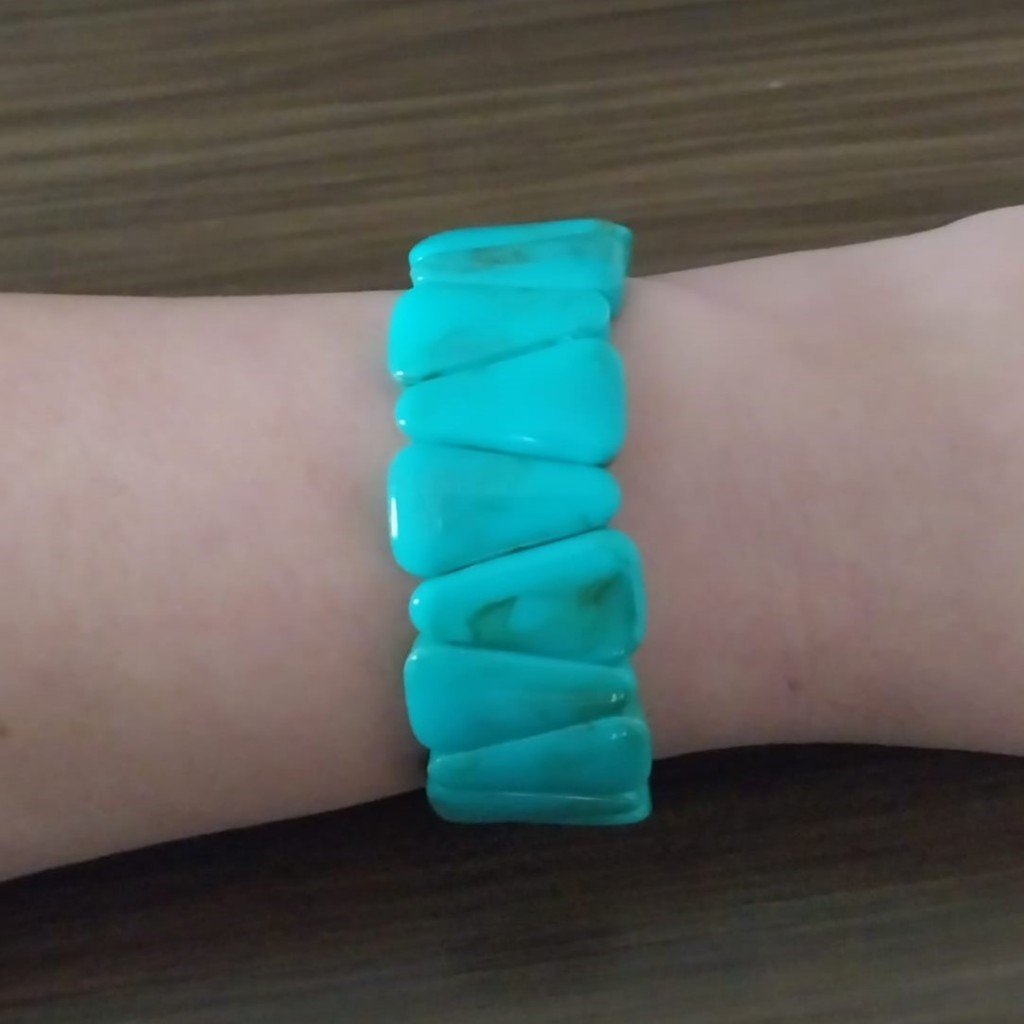 Pulseira de resina turquesa mesclado feita no silicone