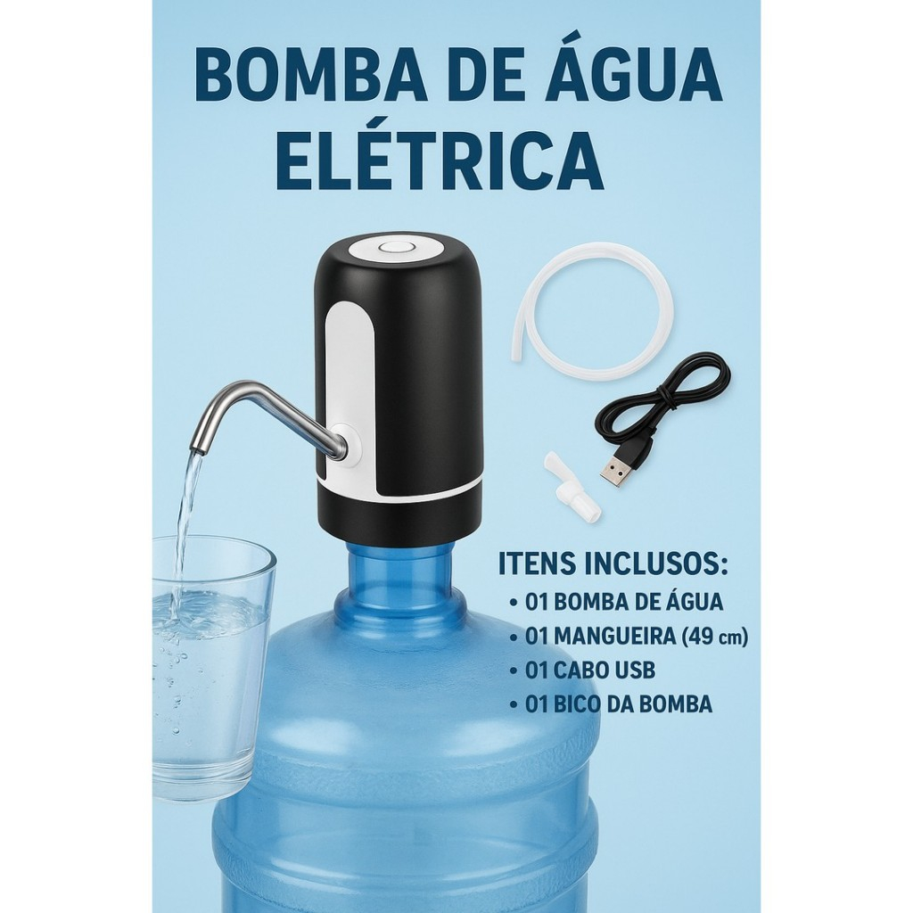 Bomba Elétrica Filtro 20L Para Galão De Água Bebedor  De Agua Com Carregamento Usb