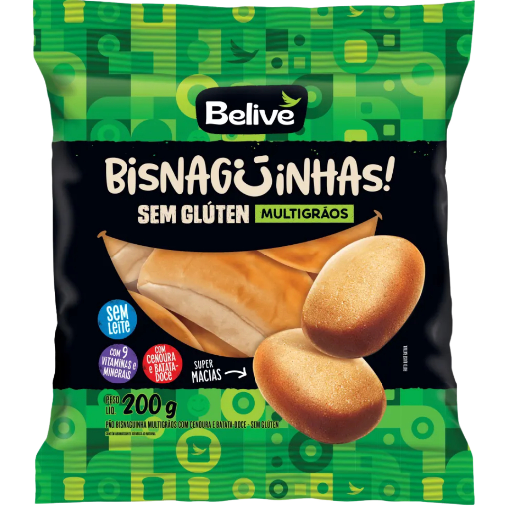 Bisnaguinha Multigrãos Sem Glúten 200g Belive em Oferta na Shopee