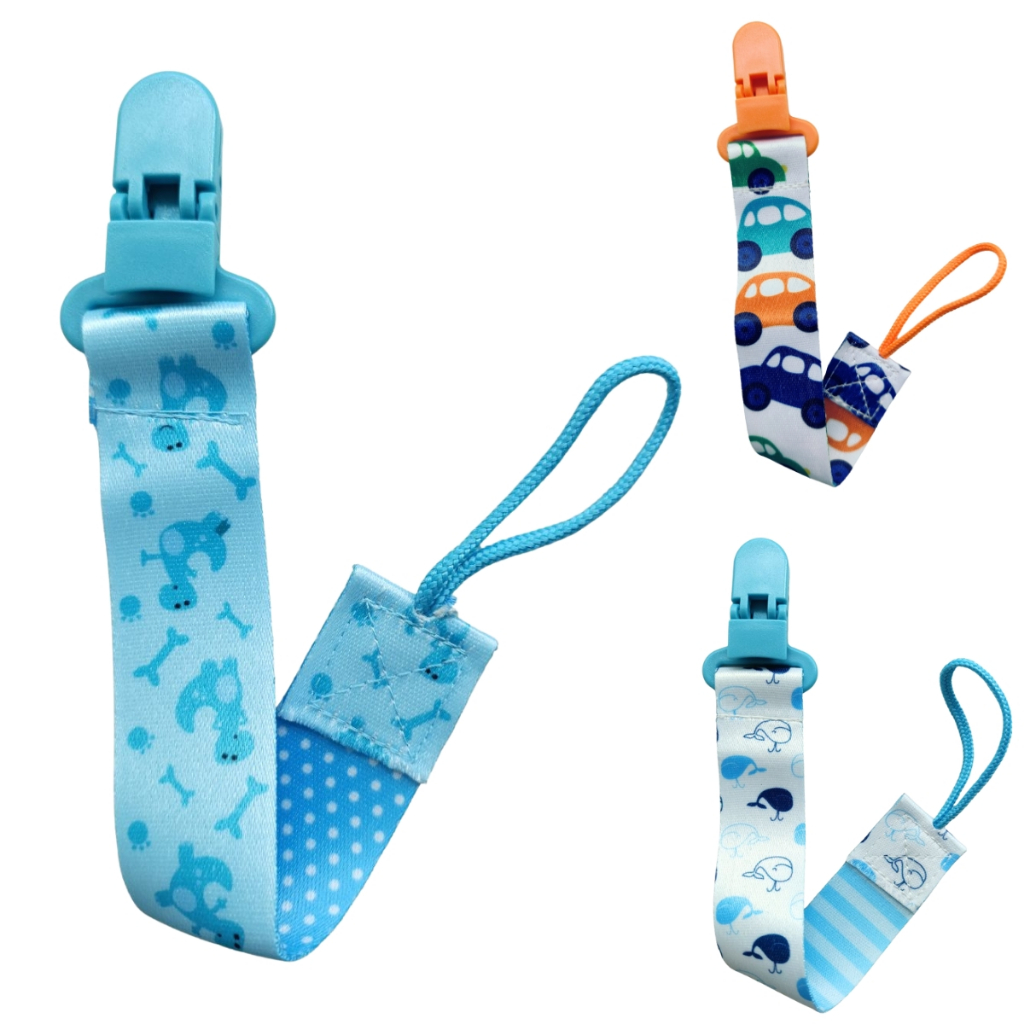 Kit 3 Prendedor de Chupeta Bebê Modelo Fita Estampas Divertidas Bichinho Fácil de Prender