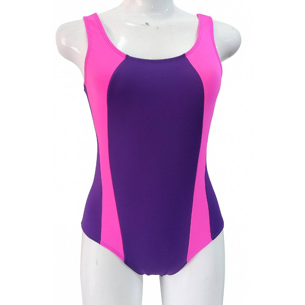 Maiô Feminino Bicolor Helanca 100% Poliamida Forrado +Touca Brinde Para Esportes Aquático Natação Hidroginástica Piscina