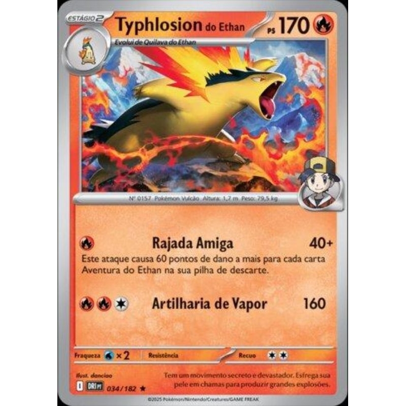Carta Pokémon Typhlosion do Ethan Foil Original Copag