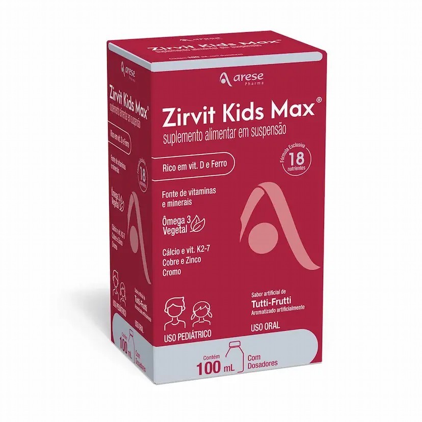 Zirvit kids Max 100ML + 30ML GRÁTIS Sabor Tutti-Frutti