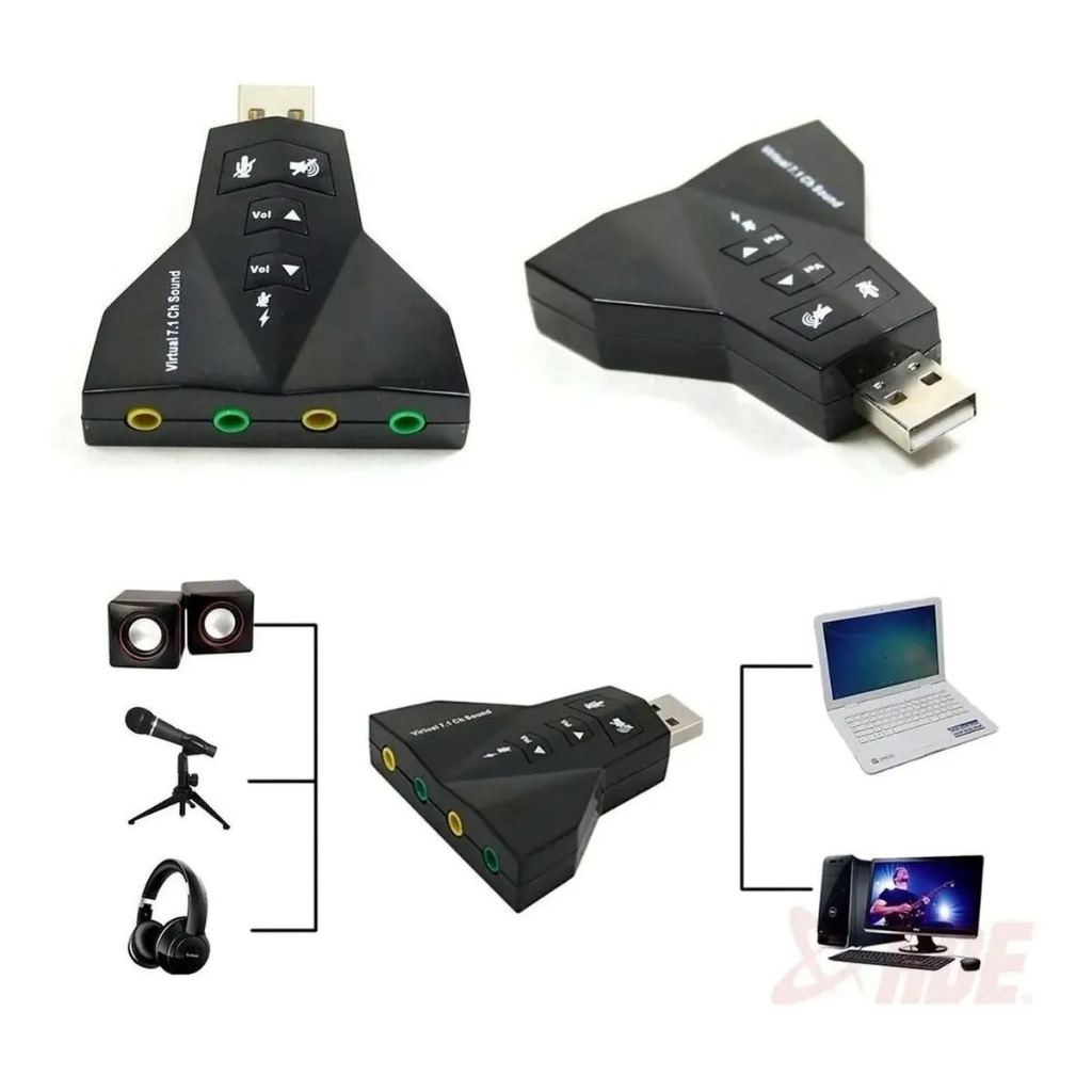 PLACA DE SOM EXBOM 7.1 CANAIS VIRTUAL 4 PORTAS - EXBOM USOM-20