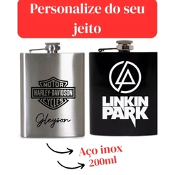 Cantil PERSONALIZADO prata ou preto Porta bebida de bolso whisky 7oz 200ml
