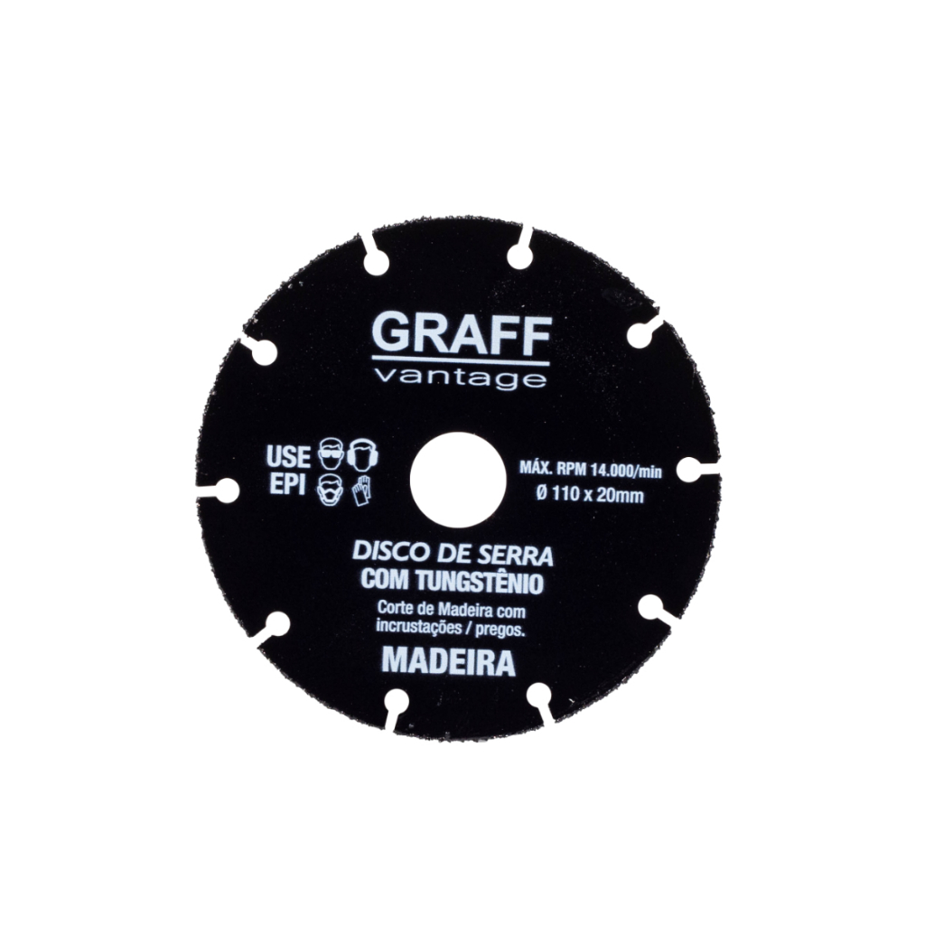 Disco de Serra com Tungstênio para Madeira 110x20mm Graff Vantage