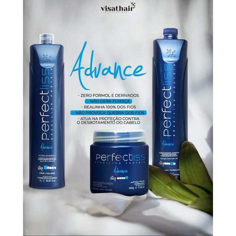 Kit Escova Progressiva Perfect Liss Advance 3 Passos – Cabelos Lisos, Brilho e Maciez