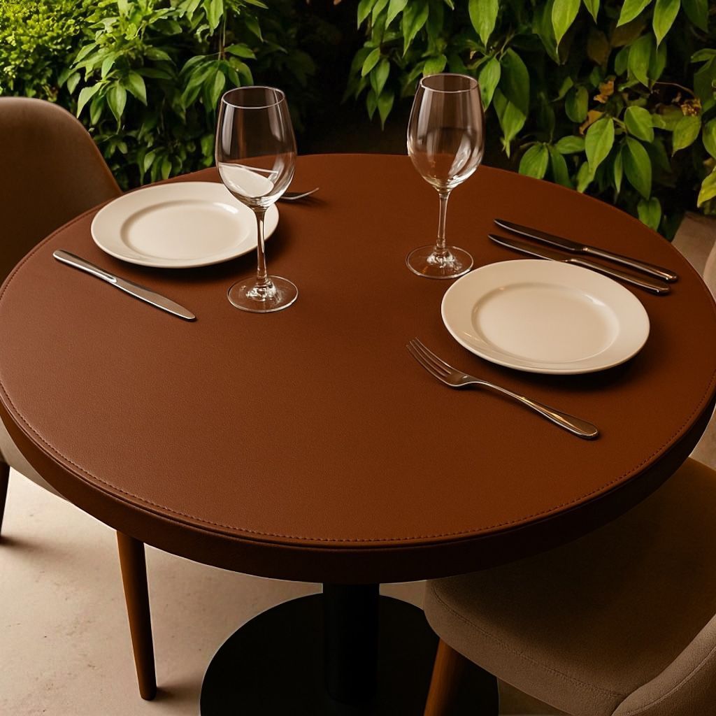 Tampo de Mesa Sintético Dupla Face Café+Preto - Restaurante, Churrascaria, Café