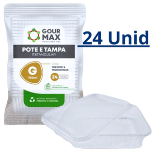 Pote Descartável 750ml Retangular Freezer Microondas Marmita Fitness Empilhável Reutilizável Tampa em Oferta na Shopee