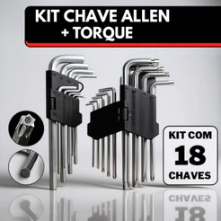 Jogo de Chave Torque Torx + Allen com 18 Peças Curta T10 até T50