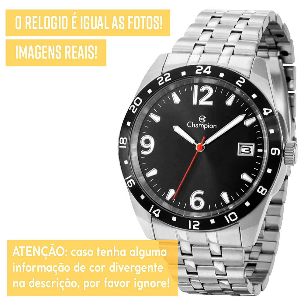Detalhes do Relógio Masculino Champion Prata Original Garantia 1 Ano Top