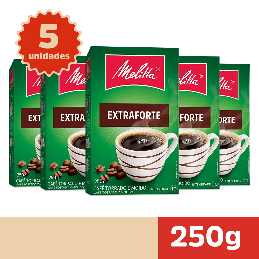 Kit 5 Cafés Melitta® Extra Forte Vácuo 250g