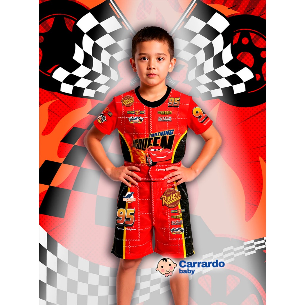 Fantasia Roupa Relâmpago Mcqueen Carros Piloto Infantil Barata Temática Festa Aniversário Premium em Oferta na Shopee