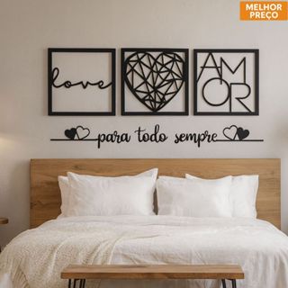 frases decorativas para paredes Para Todo Sempre Casal + Kit 3 Quadros Decorativos Cabeceira Sala em Oferta na Shopee